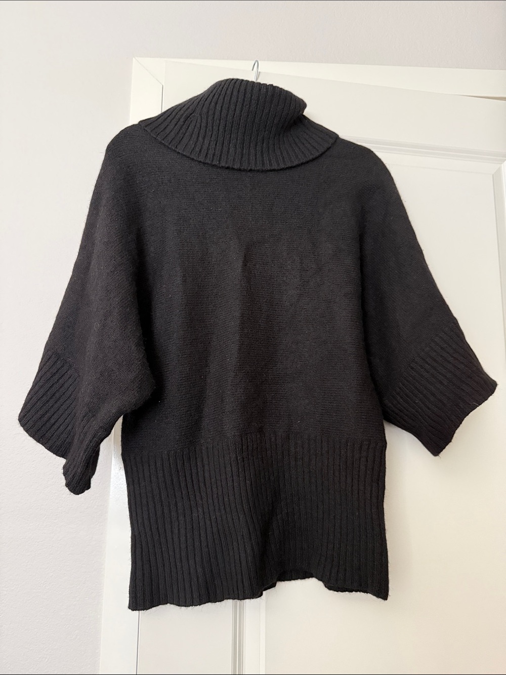 Banana Republic Black Short-Sleeve Turtleneck Sweater